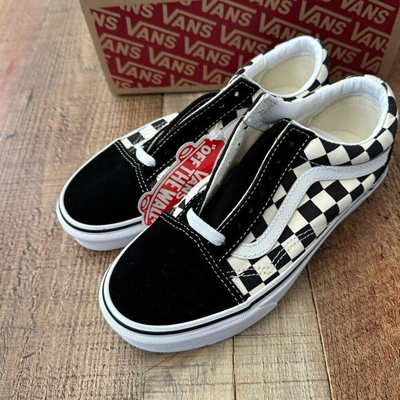 Vans Old Skool Primary Check Black/White Sneakers Size 4.0 Women’s Slip-On Class - Picture 5 of 12